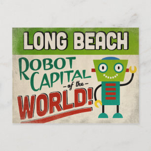 Cartão Postal Long Beach California Robot - Funny Vintage