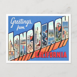 Cartão Postal Long Beach, California Vintage Big Letters