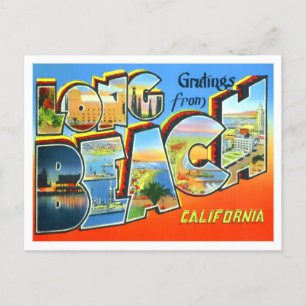 Cartão Postal Long Beach, California Vintage Big Letters