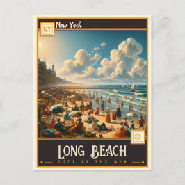 Cartão Postal Long Beach, Nova Iorque | Vintage