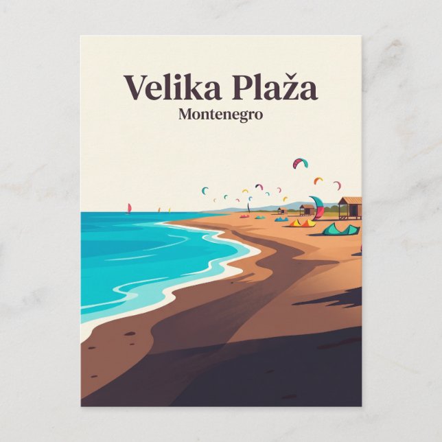 Cartão Postal Long Beach (Velika Plaža) Montenegro (Frente)