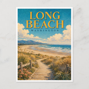 Cartão Postal Long Beach Washington Boardwalk GeoSaga