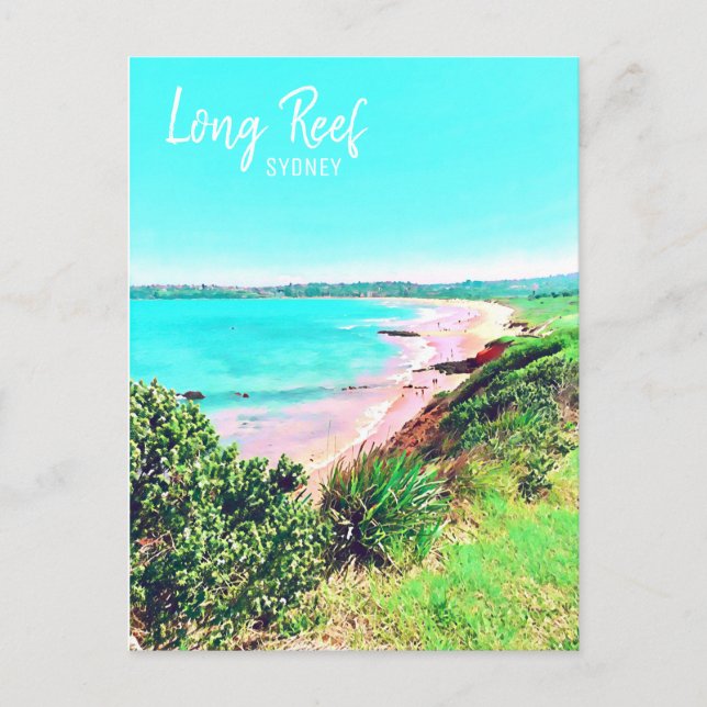 Cartão Postal Long Reef Sydney Norte Beaches retro viagem (Frente)