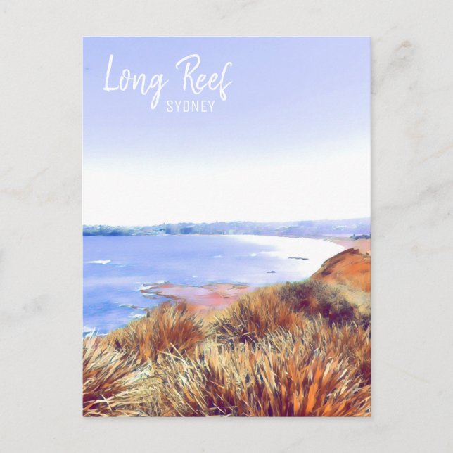 Cartão Postal Long Reef Sydney Norte Beaches retro viagem (Frente)