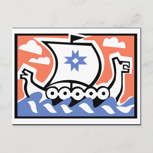 Cartão Postal Longboat de Viking (Frente)