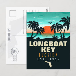 Cartão Postal Longboat Key Florida Retro Sunset Souvenirs 60s