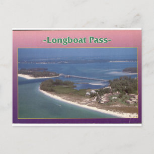 Cartão Postal Longboat Pass Flórida Vista Aérea Vintage
