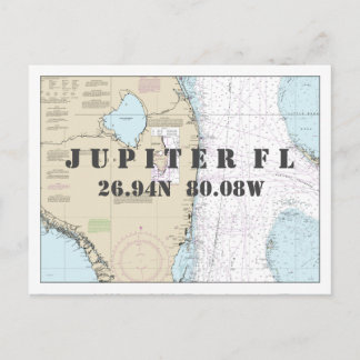 Cartão Postal Longitude Latitude do Gráfico Náutico da Flórida d