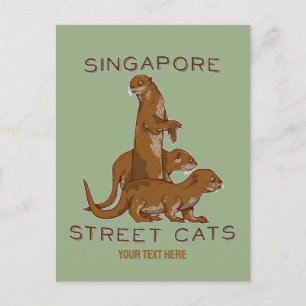Cartão Postal Lontras Marinhas em Singapura