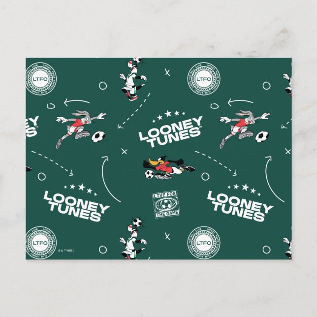 Cartão Postal LOONEY TUNES™ Soccer Playbook Pattern (Frente)