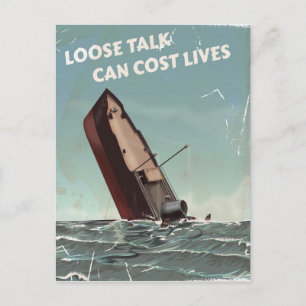 Cartão Postal Loose Talk Cost Lives WW2 Poster