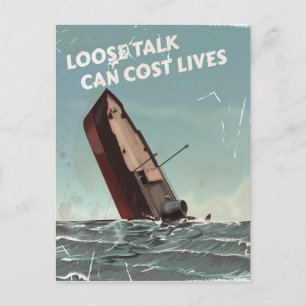 Cartão Postal Loose Talk Cost Lives WW2 Poster