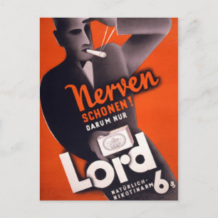 Cartão Postal Lord Cigarettes - Poster vintage alemão restaurado