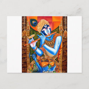CARTÃO POSTAL LORD KRISHNA INDIAN ABSTRATO