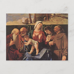 Cartão Postal Lorenzo Lotto- Virgem e Menino com Santos