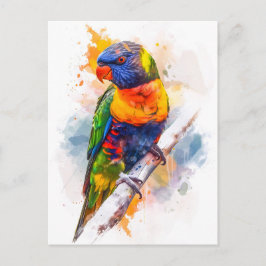 Cartão Postal Lori de Cara Azul Aquarela