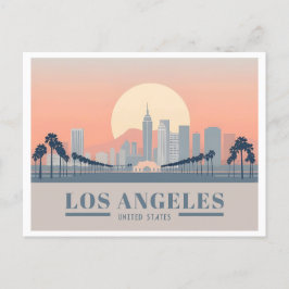 Cartão Postal Los Angeles California Skyline Pastel Viagem