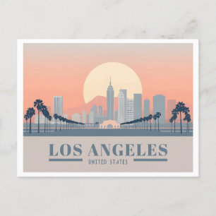 Cartão Postal Los Angeles California Skyline Pastel Viagem