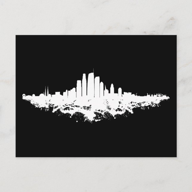 Cartão Postal Los Angeles City Skyline Watercolor (Frente)