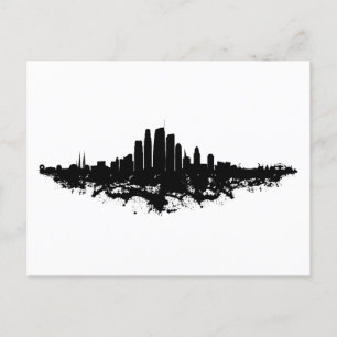 Cartão Postal Los Angeles City Skyline Watercolor