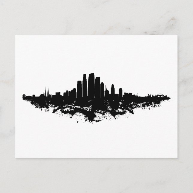 Cartão Postal Los Angeles City Skyline Watercolor (Frente)
