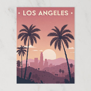 Cartão Postal Los Angeles Retro Sunset com Palmeiras