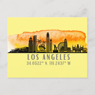 Cartão Postal Los Angeles Skyline Latitude e Longitude