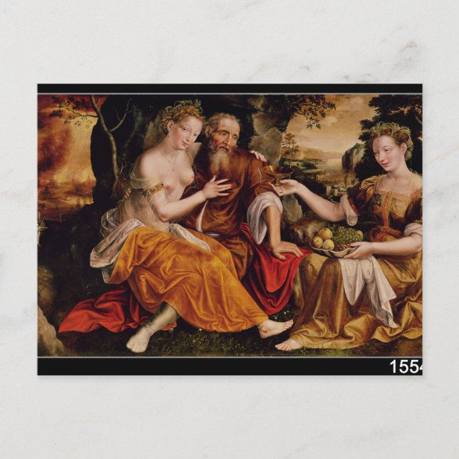 Cartão Postal Lot e suas filhas, c.1565 (Frente)