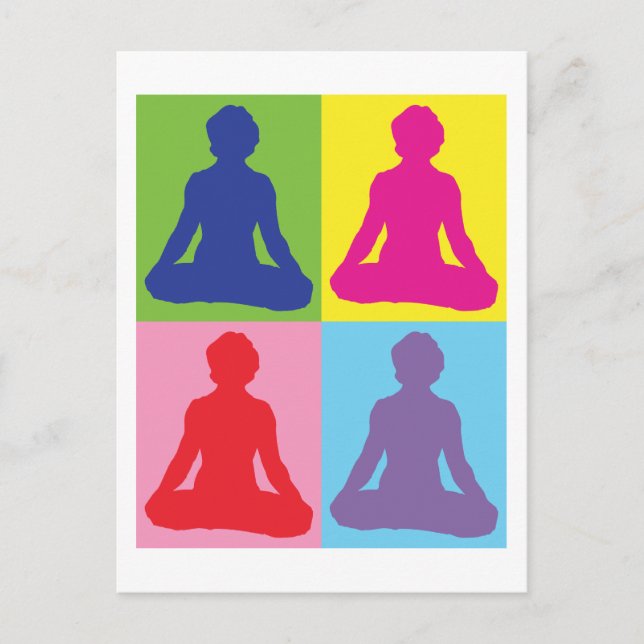 Cartão Postal Lotus Multicolor Pose Yoga (Frente)