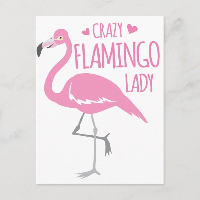 Cartão Postal Louca Flamingo Lady (Frente)