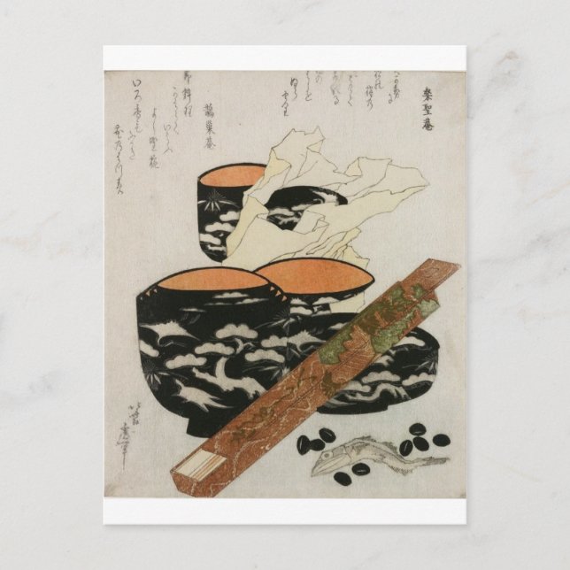 Cartão Postal Louça Japonesa e Peixe circa 1800s (Frente)