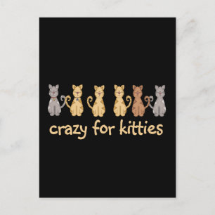 Cartão Postal Louco para Camisetas e presentes de Gatinho