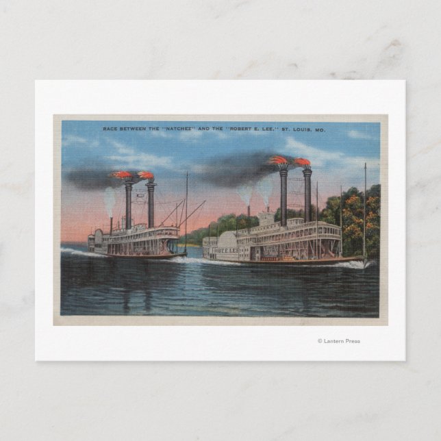 Cartão Postal Louis, MO - Visão de Natchez & Robert E. Lee (Frente)