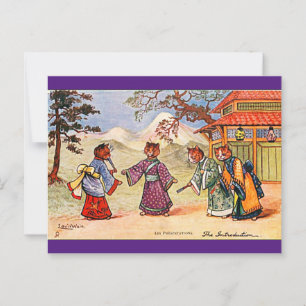 Cartão Postal Louis Wain, Arte de Gato com Kimono Japonês Postca