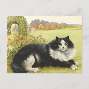 Cartão Postal Louis Wain Black E White Cat