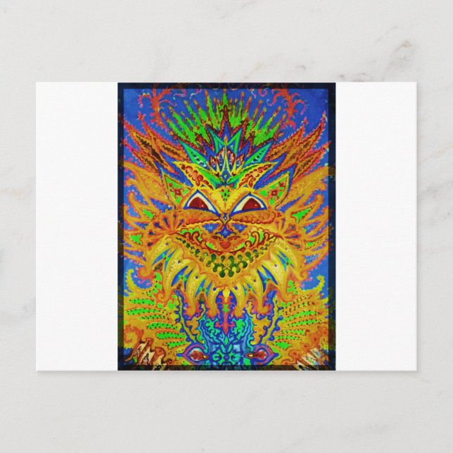 Cartão Postal Louis Wain - Blue Paisley Cat (Frente)