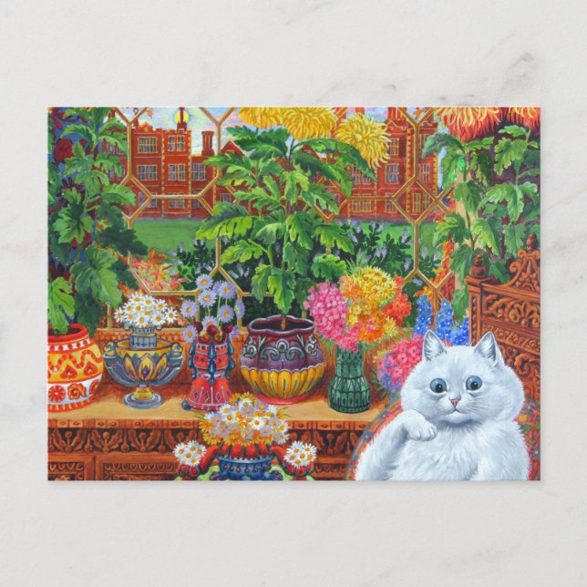 Cartão Postal Louis Wain Flower Lovers Cat (Frente)