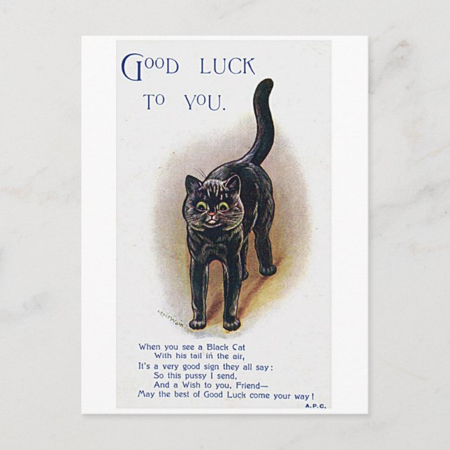 Cartão Postal Louis Wain, Gato da Sorte,  (Frente)