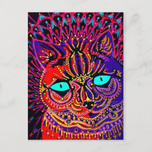 CARTÃO POSTAL LOUIS WAIN PSIQUEDELIC CAT