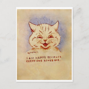 Cartão Postal Louis Wain, Todos Me Amam Gato,
