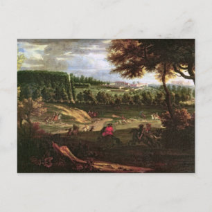 Cartão Postal Louis XIV que caçam em margoso com uma vista