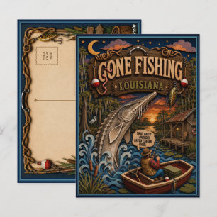 Cartão Postal Louisiana Gone Fishing Esturjão do Golfo
