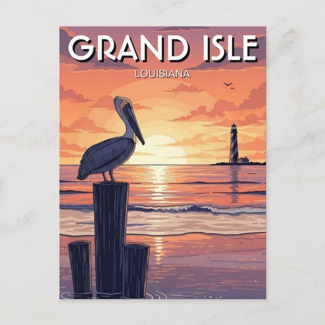 Cartão Postal Louisiana Grand Isle Pelican  (Frente)