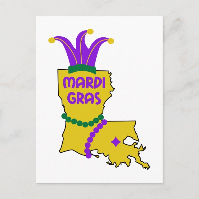 Cartão Postal Louisiana Mardi Gras (Frente)