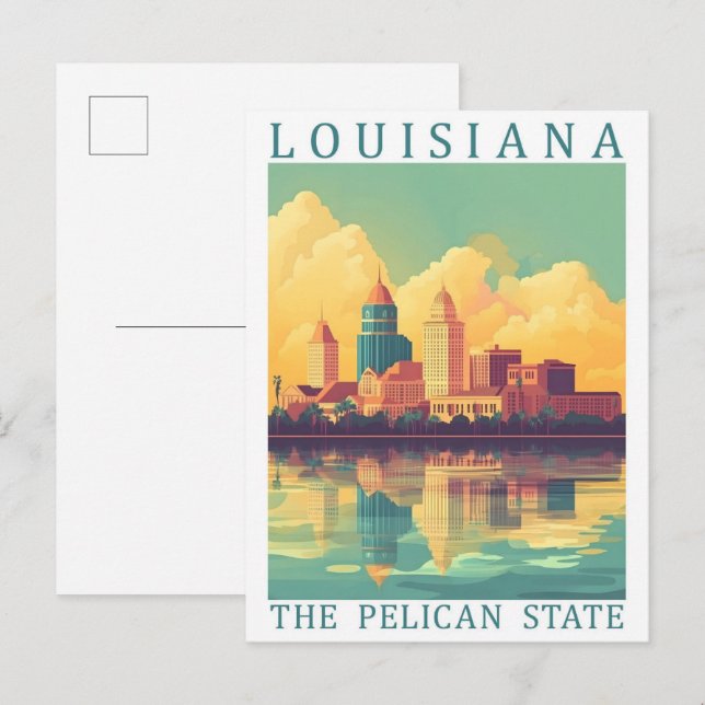 Cartão Postal Louisiana o Estado do Pelicano EUA Local de Viagem (Frente/Verso)