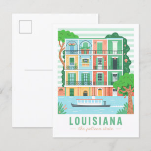 Cartão Postal Louisiana, Viagem de Verão do Estado Pelicano dos