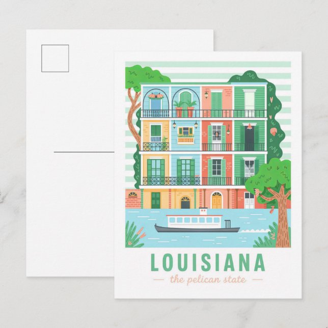 Cartão Postal Louisiana, Viagem de Verão do Estado Pelicano dos  (Frente/Verso)
