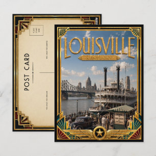 Cartão Postal Louisville Kentucky Arte Deco Antigo Idade Dourada