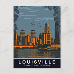 Cartão Postal Louisville Skyline, rio Ohio, Viagem