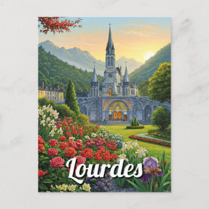 Cartão Postal Lourdes France Viagem Flowers